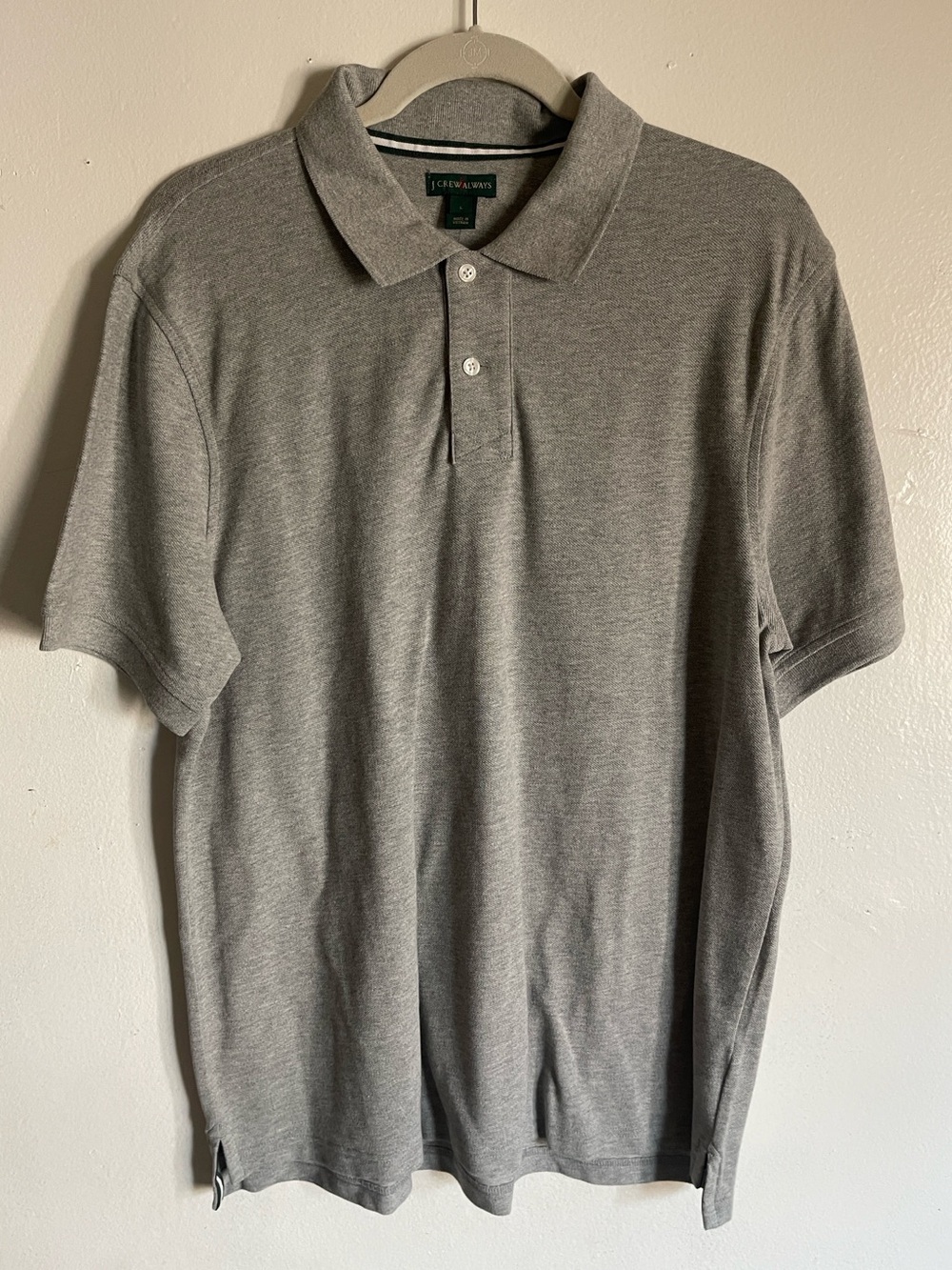 NWT J.Crew Always Men’s Gray Cotton Polo Shirt Sz Large Classic Preppy Academia